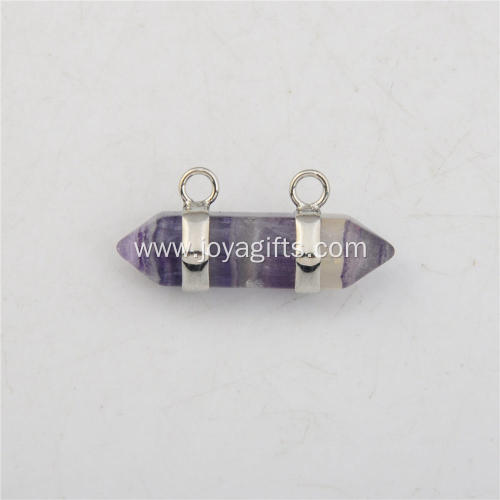 Natural Amethyst Hexagonal Pendant Plated Silver for Women Jewelry Necklace